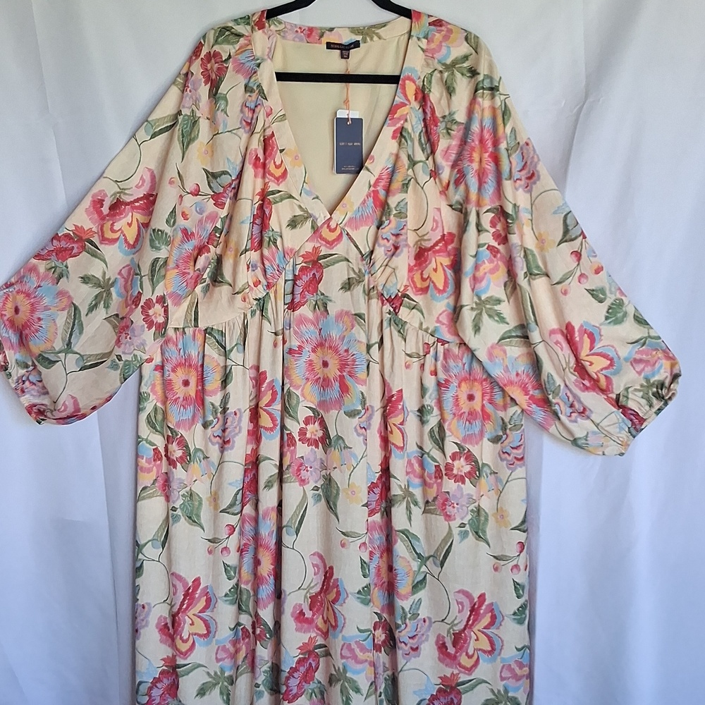 SKIES ARE BLUE Floral Maxi Dress Cream Pink 3X - Picture 2 of 11